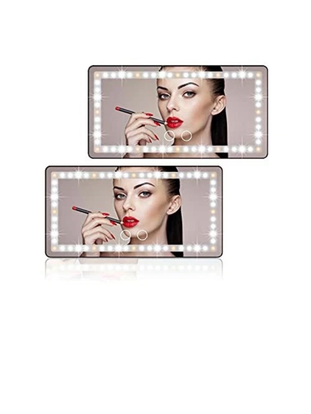 Portable LED Makeup Mirror with Bright Lights - Black